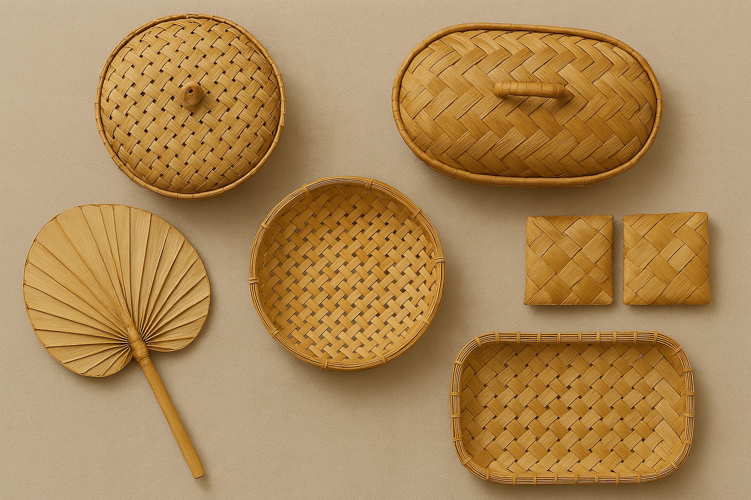 Bamboo and palm leaf crafts